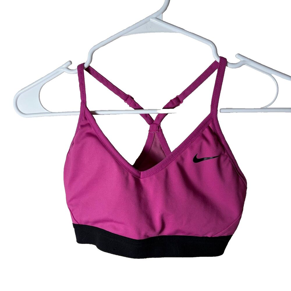 Nike Sports Bra Women's Small Purple V-Neck Strappy Dri-Fit Athletic Active
